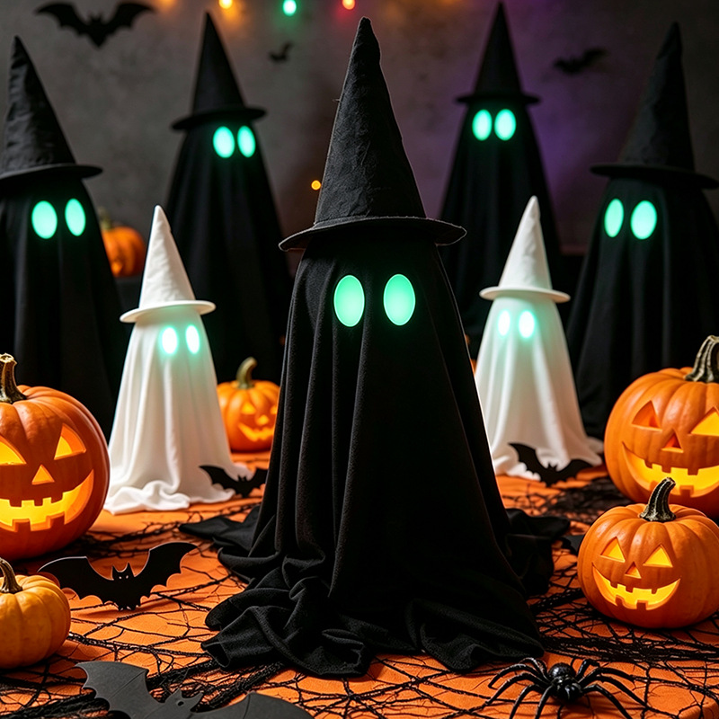 Luminous Ghost Ornament with Wizard Hat, picture 4 of 5