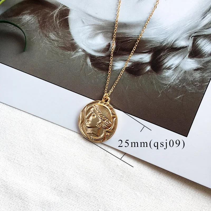 Title 4, Simple Vintage Carved Coin Pendant Necklace