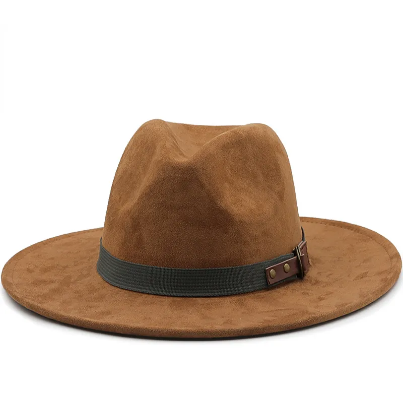 Army Green Ribbon Decoration Tibetan Top Hat Western Cowboy Hat - Tan