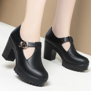 Pointed-toe Slingback Chunky-heel Womens Dress Shoes