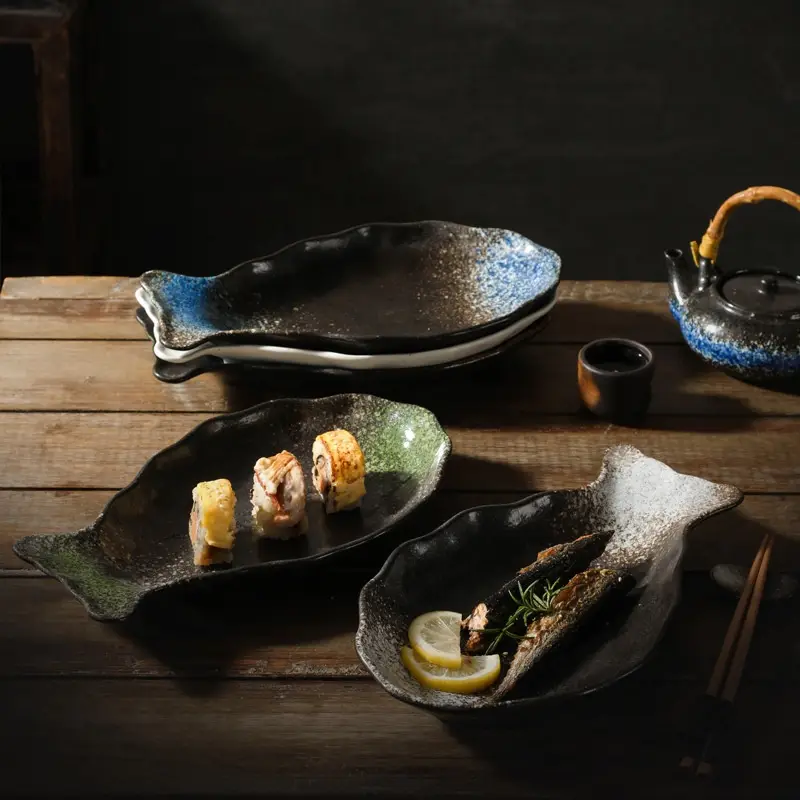 Household Fish Dish Japanese Ceramic Fish Steaming Plate