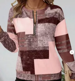 Round Neck Half Zipper Casual Style Polo Shirt Irregular Geometric Top - Wf05Wf05Zn241212Y003-L - View 1