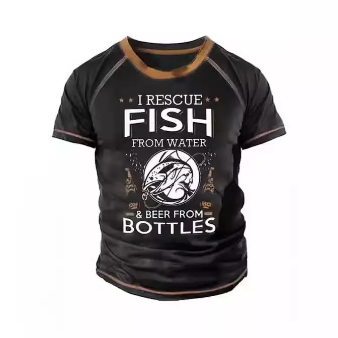 Men's Retro Short Sleeve T-shirt Outdoor 3D