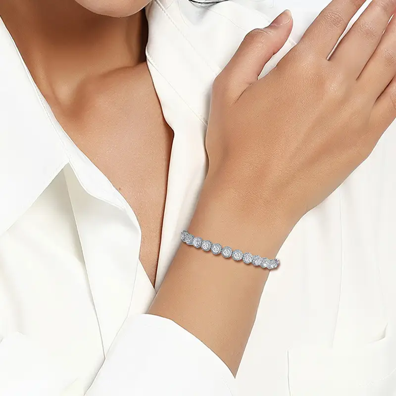 High-end Fashion Bracelet Hip Hop Single Row Full Rhinestone Zircon