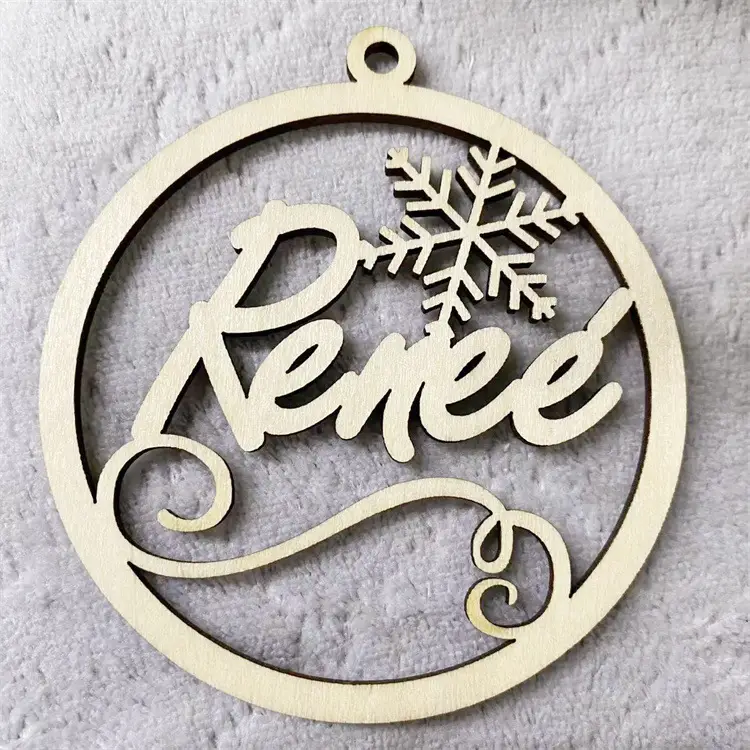 Hollow Christmas Tree Decoration Diy Carving English Name Wooden Christmas Decorative Pendant