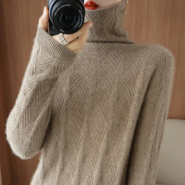 Pure Wool Cascading Collar Pullover Loose Sweater Purple Cashmere - Shop at LoveMi