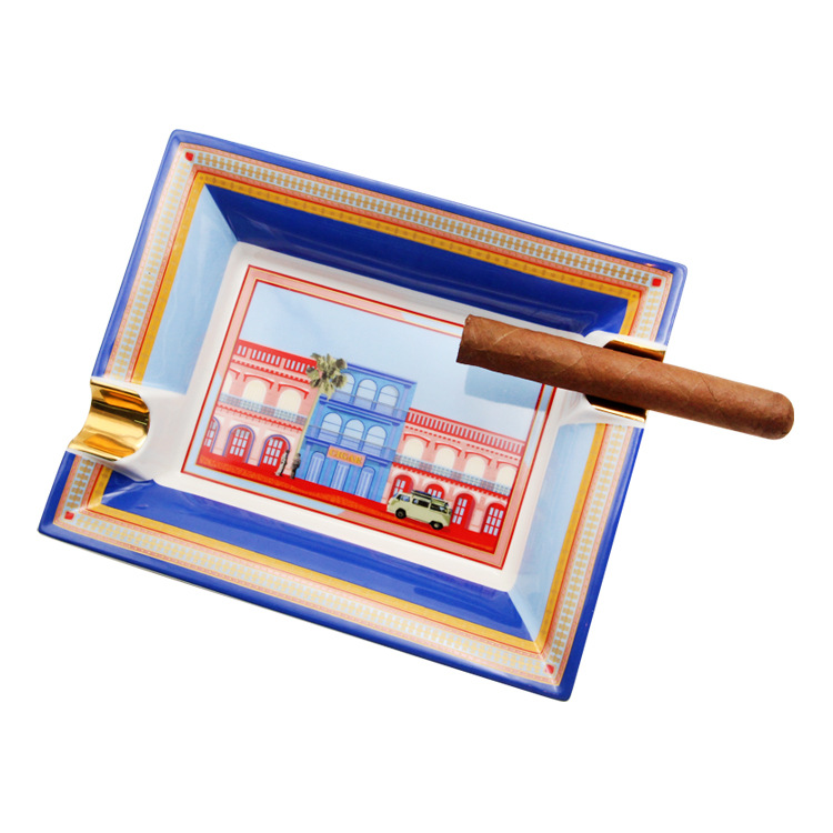 Fashion Creative Large Capacity Square Painted Ceramic Cigar Ashtray - Image 6