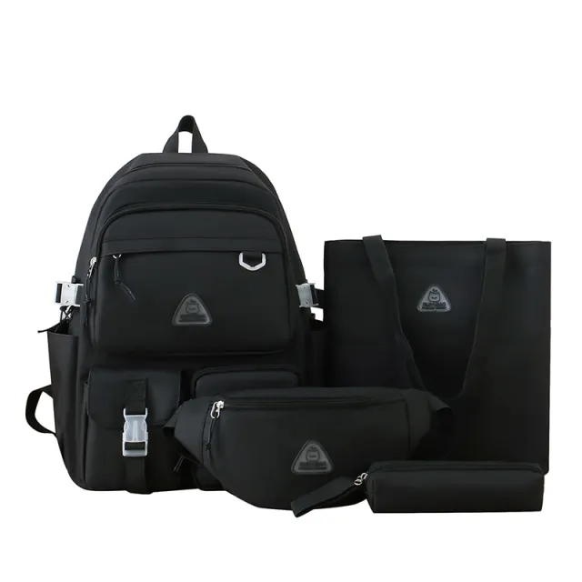 New Large Capacity School Bag Four piece Backpack For Middle School Students Black - Shop at LoveMi