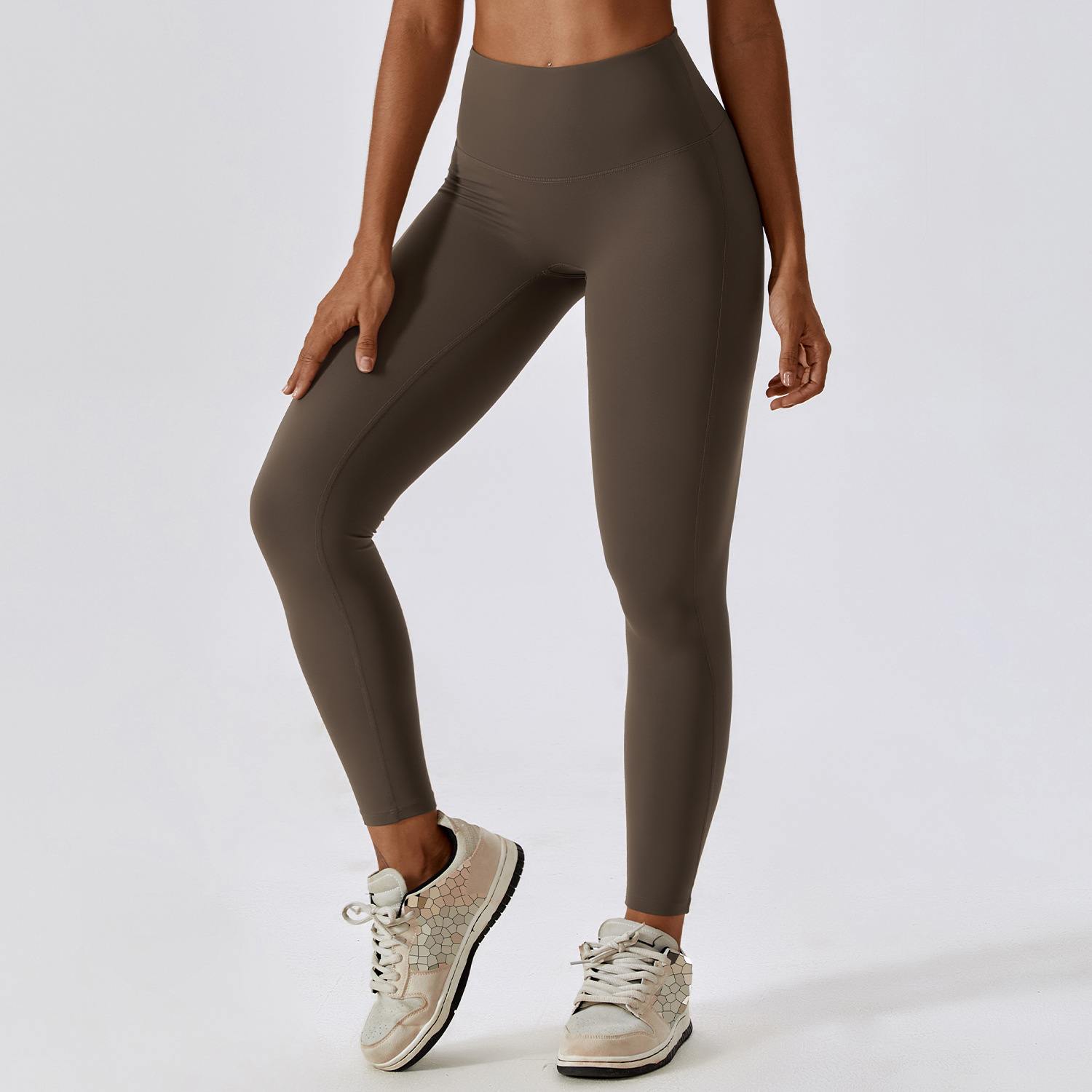 Quick drying Nude Feel Hip Raise Yoga Pants Women's Outdoor Leggings Coffee - Shop at LoveMi
