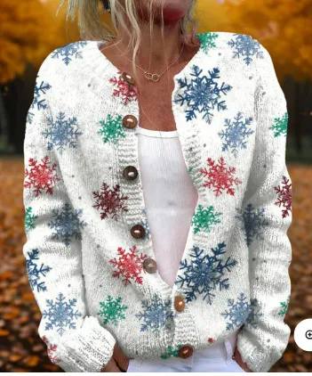 Women's Retro 3D Digital Print Cardigan Sweater Coat Sx6997 - Shop at LoveMi