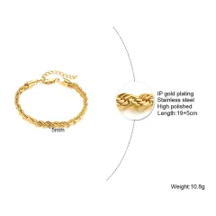 Stainless Steel Twist Bracelet Golden Women's Jewelry - Br708 - View 1