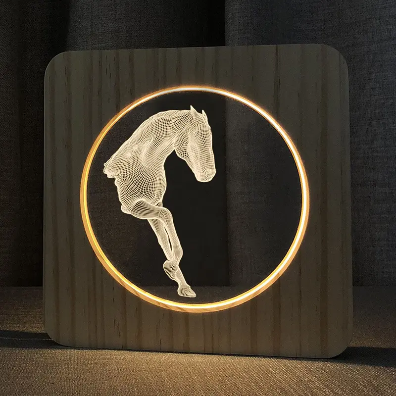 Creative New Wooden Horse Lamp