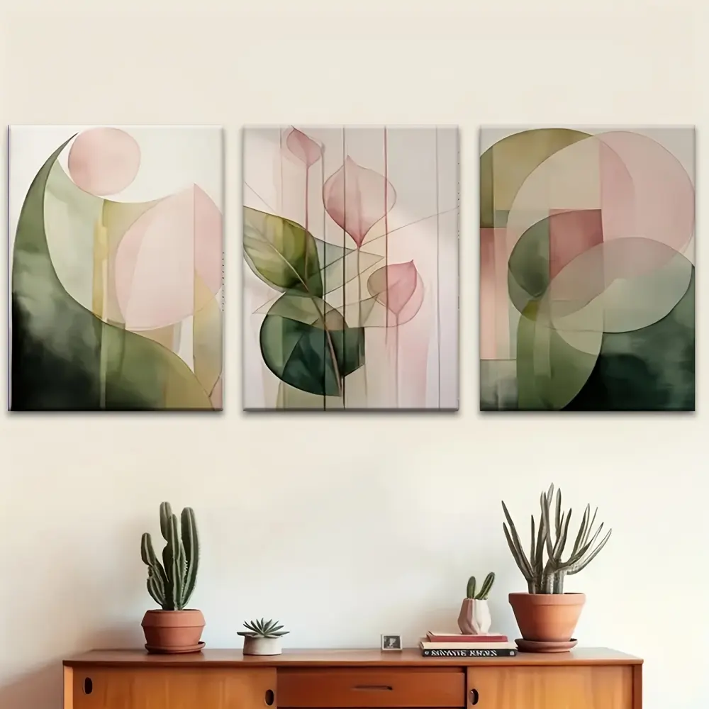 Watercolor Botanical Abstract Geometric Wall Art Painting