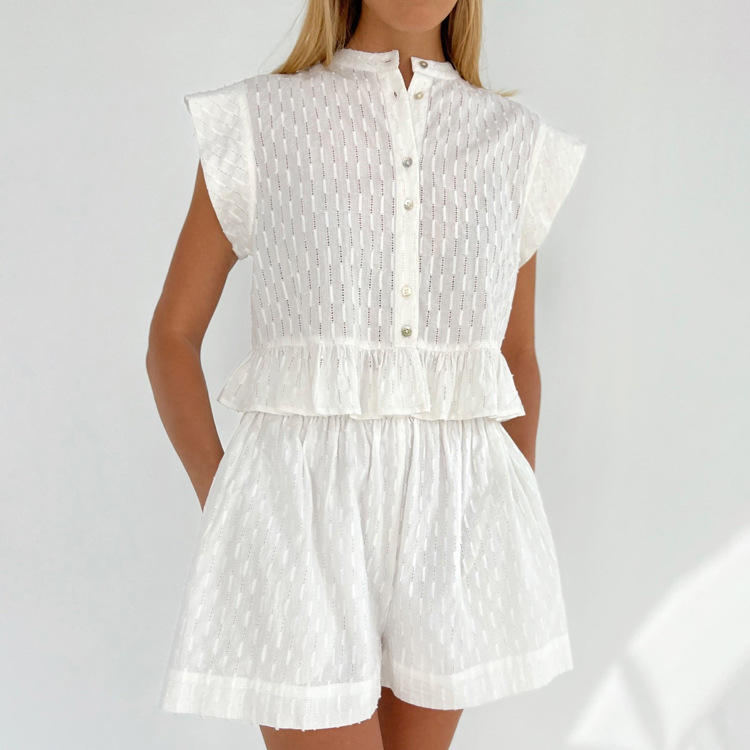 Summer Jacquard Short Sleeve Design Shirt Shorts Suit