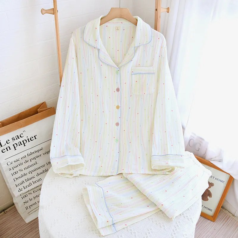 Cotton Yarn Sweet Cotton Candy Home Wear Long-sleeved Trousers Pajamas - Suit Suit-Xl