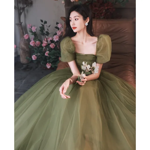 Women's Mori Style Evening Wear Fairy Temperamental Green Slim Fit Green - Shop at LoveMi