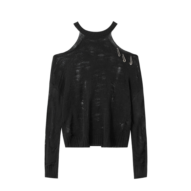 Halter Off-the-shoulder Knitted Blouse Versatile Top