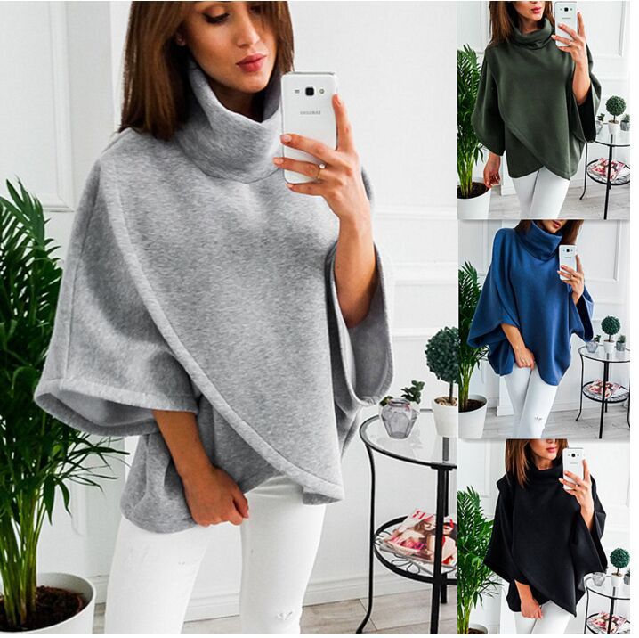 Title 2, Fleece Asymmetric Large Size High Collar Cloak