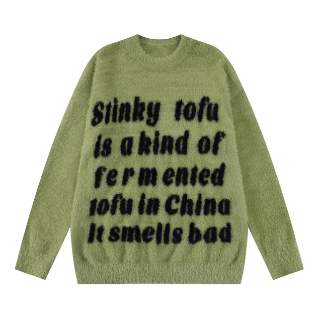 Fleece lined Thick Style Sweater Loose Casual Laid back Style Long Sleeve Round Neck Sweater Green - Shop at LoveMi