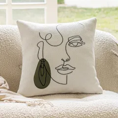 Green Pillow Bedside Cushion Nordic Sofa Pillow Cases - Earrings Girl 45X45Cm - View 1