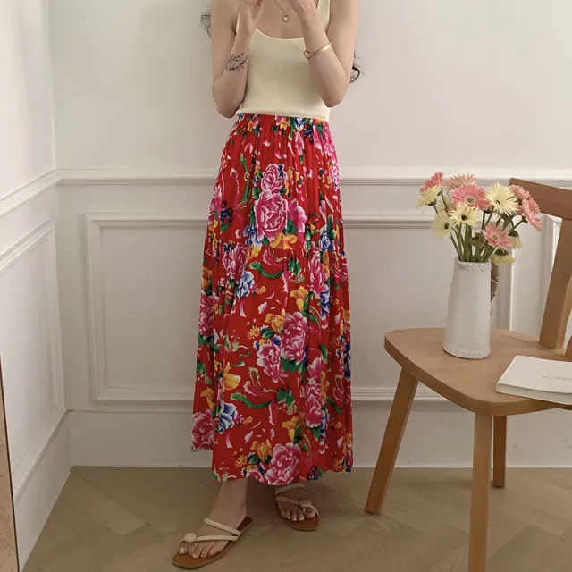 Women's Fashion Elegant Floral Cotton Silk Home Dress Northeast Big Flower Red - Shop at LoveMi