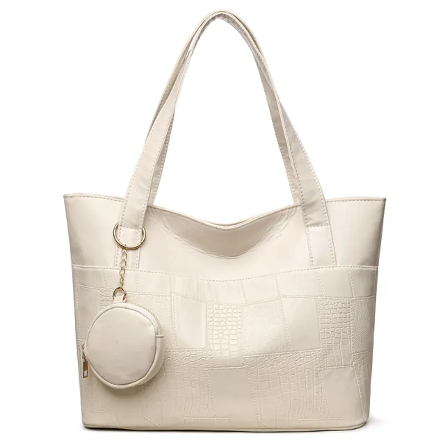 Fashion Large Capacity Tote Big Bag Ladies New Simple Casual Beige - Shop at LoveMi