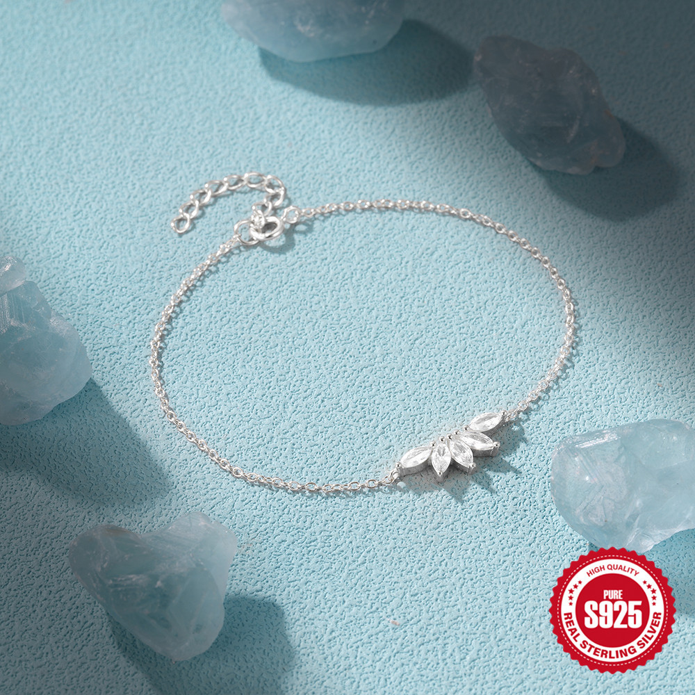 Sterling Silver Horse Eye Crown Zircon Inlaid Bracelet