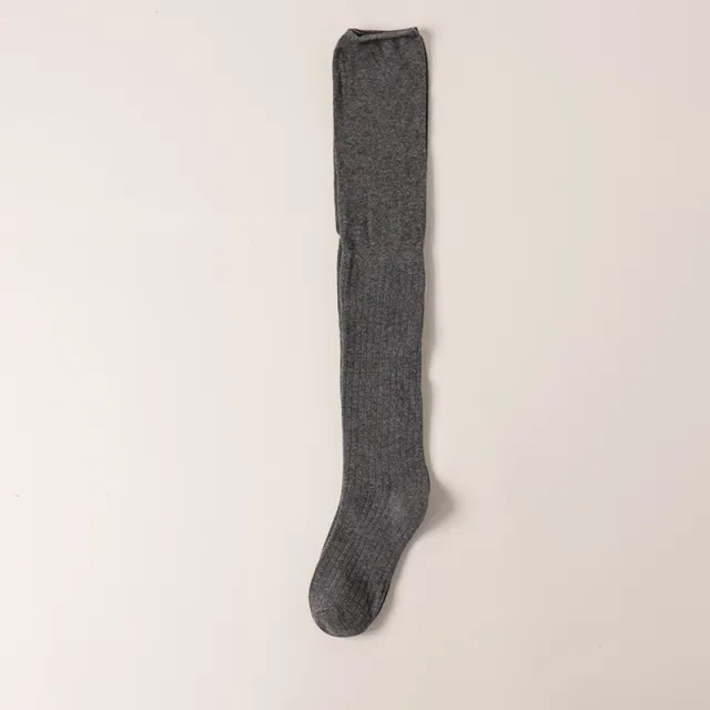 Autumn And Winter Stitching Over Knee Thigh High Socks Dark Gray - Shop at LoveMi