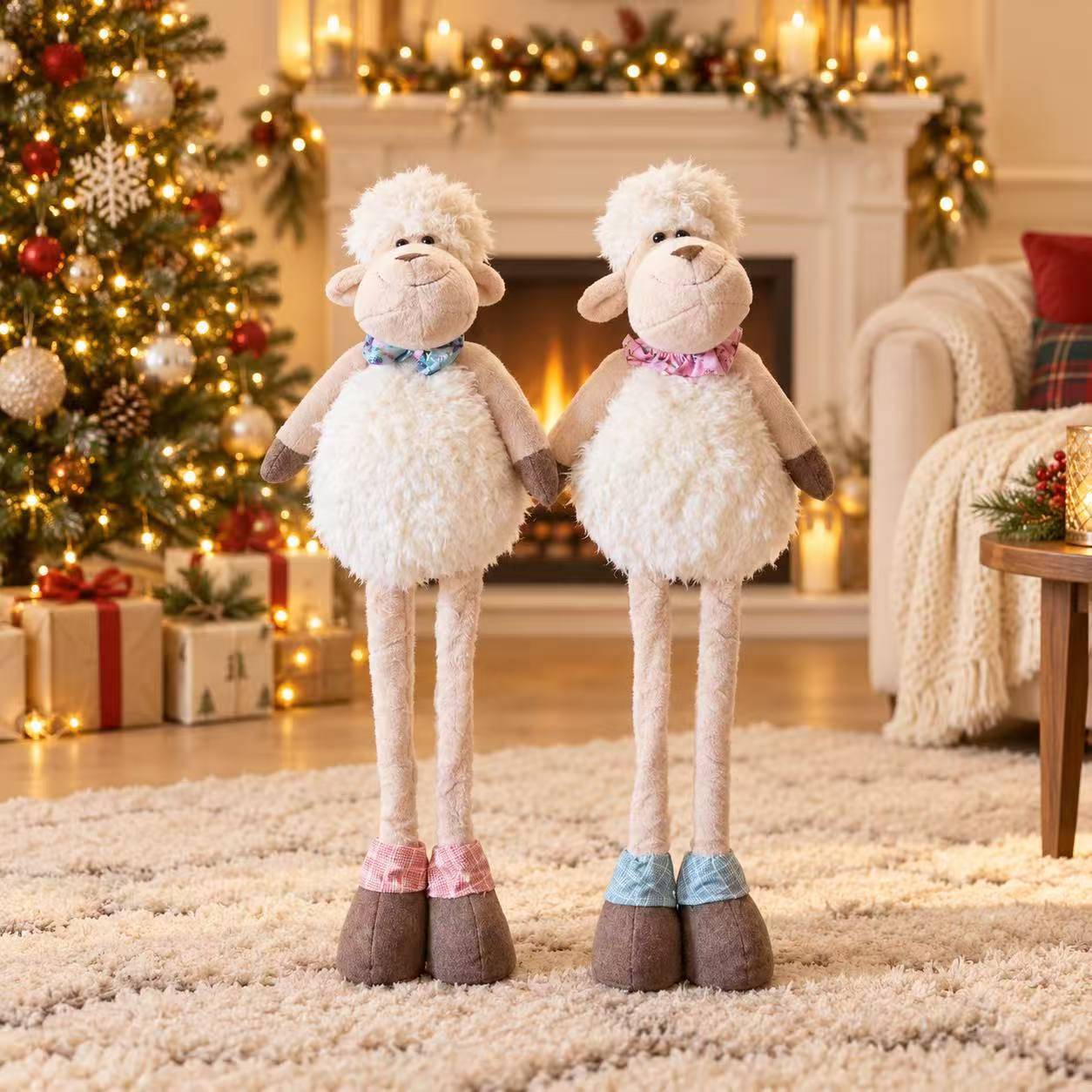 Cute Retractable Sheep Plush Toy Home Decor Ornament