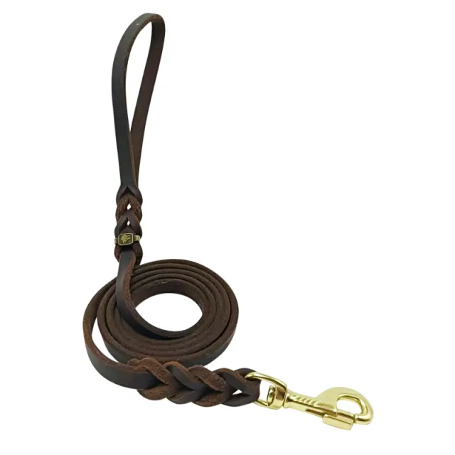Pet Supplies German Shepherd Hand Holding Rope Cowhide Dog Leash Hand knitted Medium And Large 12Cm Wide 1 M 7 Long - Shop at LoveMi