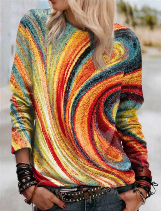 Fashion Comfortable Sports Round Neck Long Sleeve Casual Loose Top Hz403086963328839 - Shop at LoveMi
