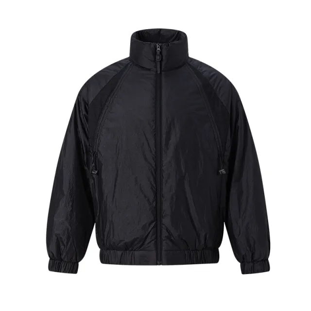 Lightweight Fleece Windproof Warm Stitching Loose Thick Cotton padded Jacket Black - Shop at LoveMi