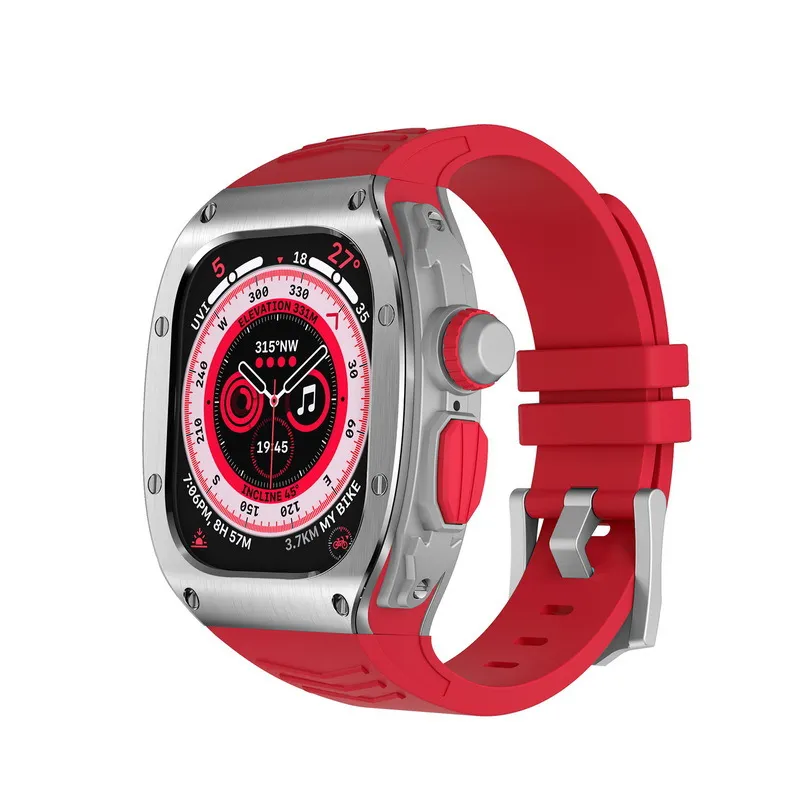 Watch Band Transparent Fashion High-end Stainless Steel New Silicone Original - Silver Red