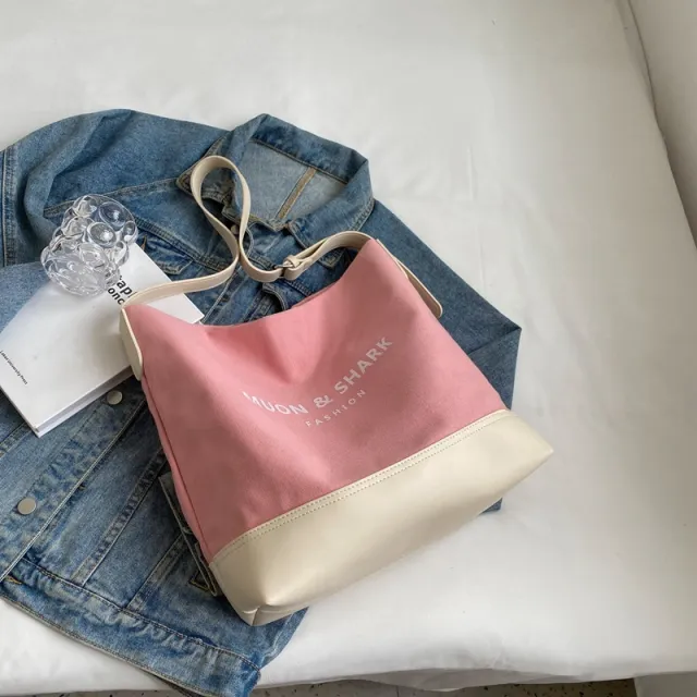 Popular All matching Canvas Internet Celebrity Crossbody Shoulder Bag Pink - Shop at LoveMi