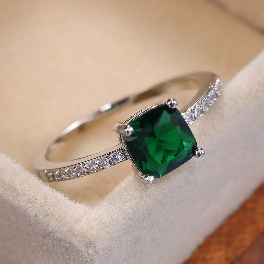 Micro-paved Zircon Square-cut Ring Women