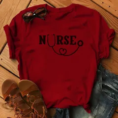 Women's Christmas Animal Flower Short Sleeve - Wine Red - View 1