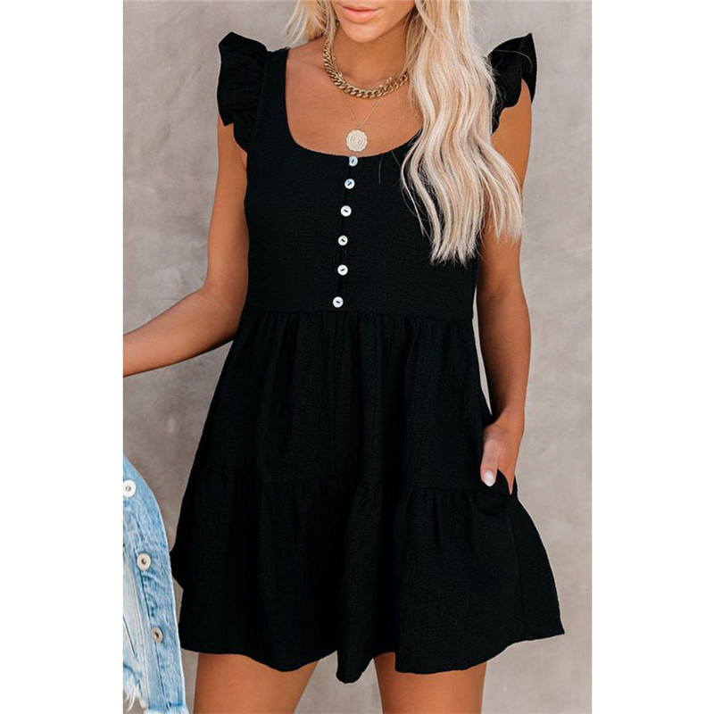 Solid Color Short Sleeve Backless Jumpsuit Black - Shop at LoveMi