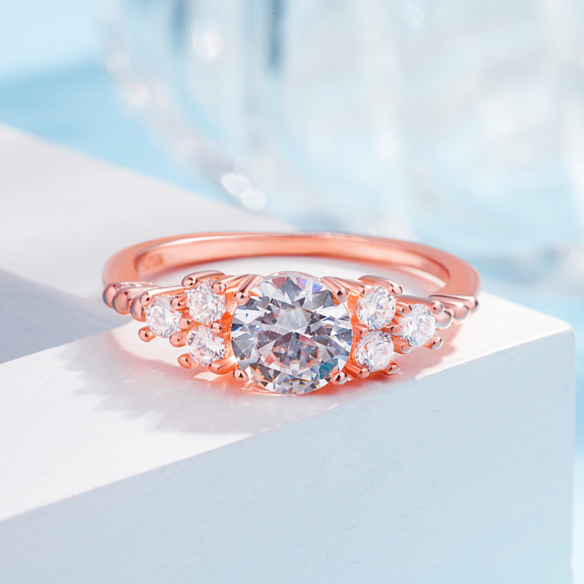 Princess Ring Silver Anti-real Diamond Ring Inlaid Super