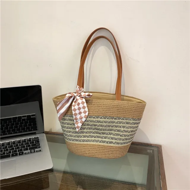 Woven Simple High grade Large Capacity Commuter Tote Bag Women White - Shop at LoveMi