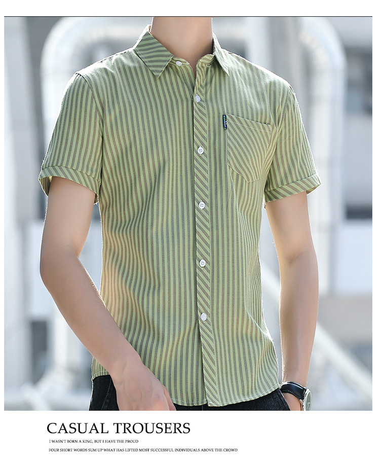 Summer Mens Wrinkle Resistant Striped Drape Shirt Summer Mens Wrinkle Resistant Striped Drape Shirt