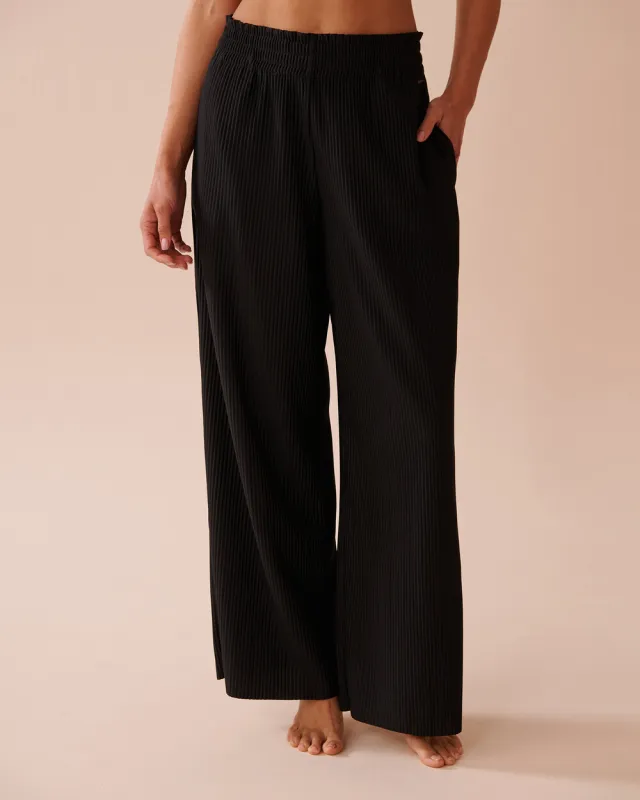 Women's Wide leg Mid waist Elastic Fashion Black - Shop at LoveMi