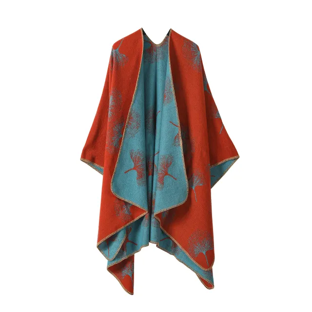 Ginkgo Leaf Shawl Summer High Sense Orange - Shop at LoveMi