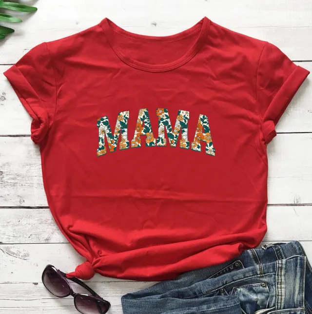 MAMA Mother's Day Letter Printed Casual T shirt Red - Shop at LoveMi