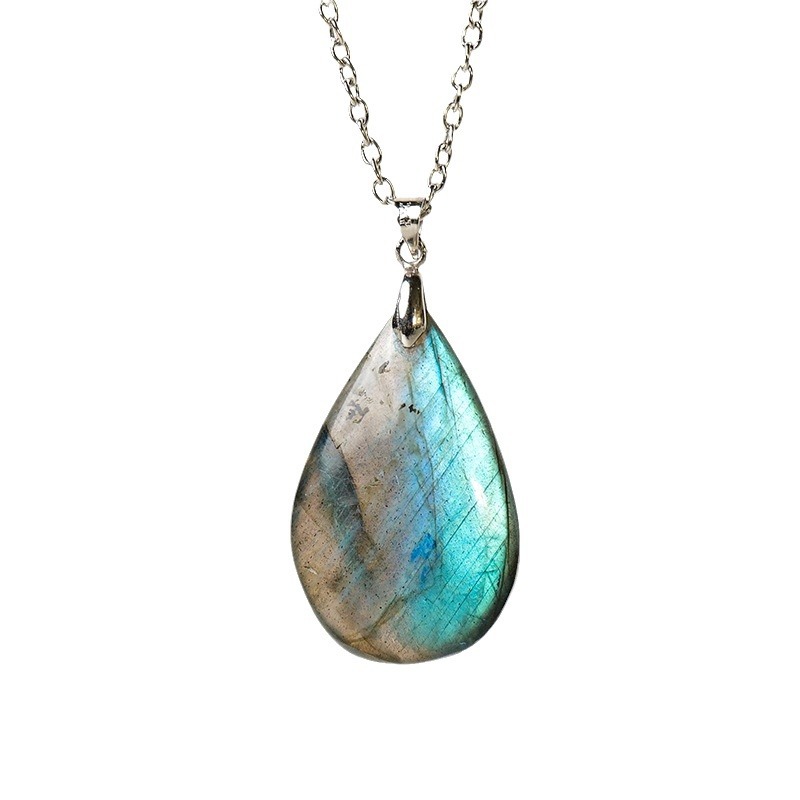 Natural Crystal Labradorite Teardrop Pendant