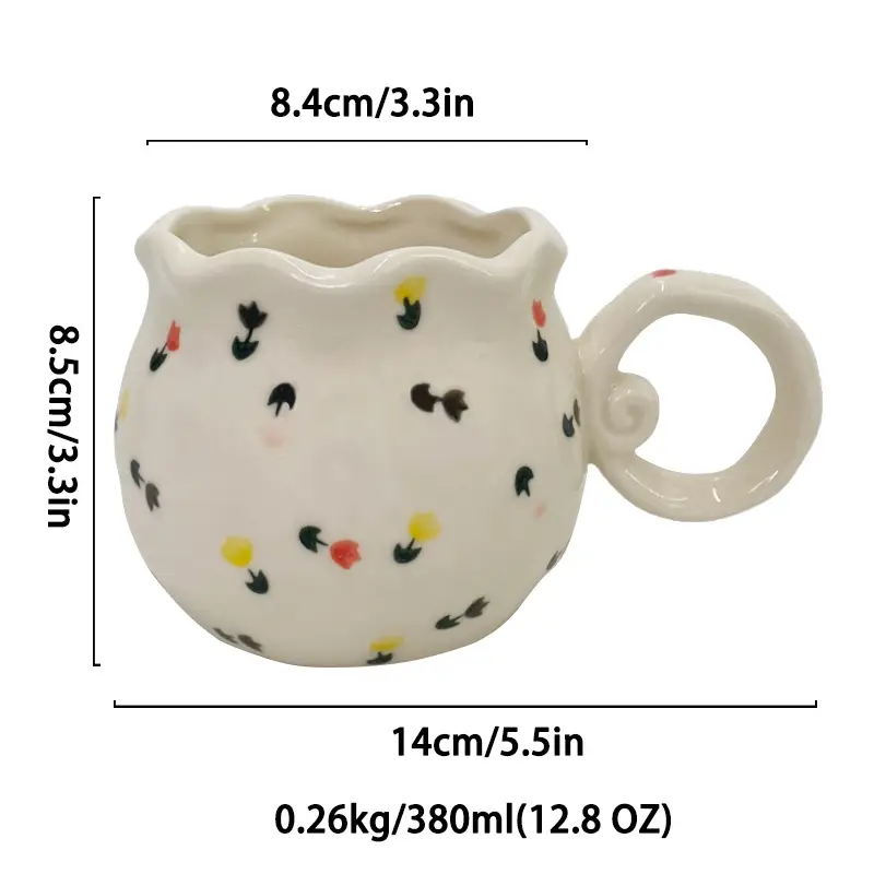 Ins-style Girly Hand-pinched Flower Coffee Ceramic Mug