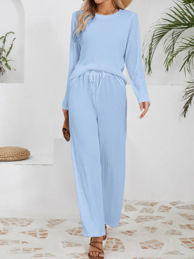 Autumn And Winter New Knitted Jacquard Long Comfort And Casual Loose Outfit Light Blue - Shop at LoveMi