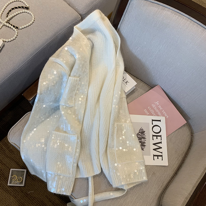 Women's Fashionable Sequins Bandage Coat Picture Color - Shop at LoveMi