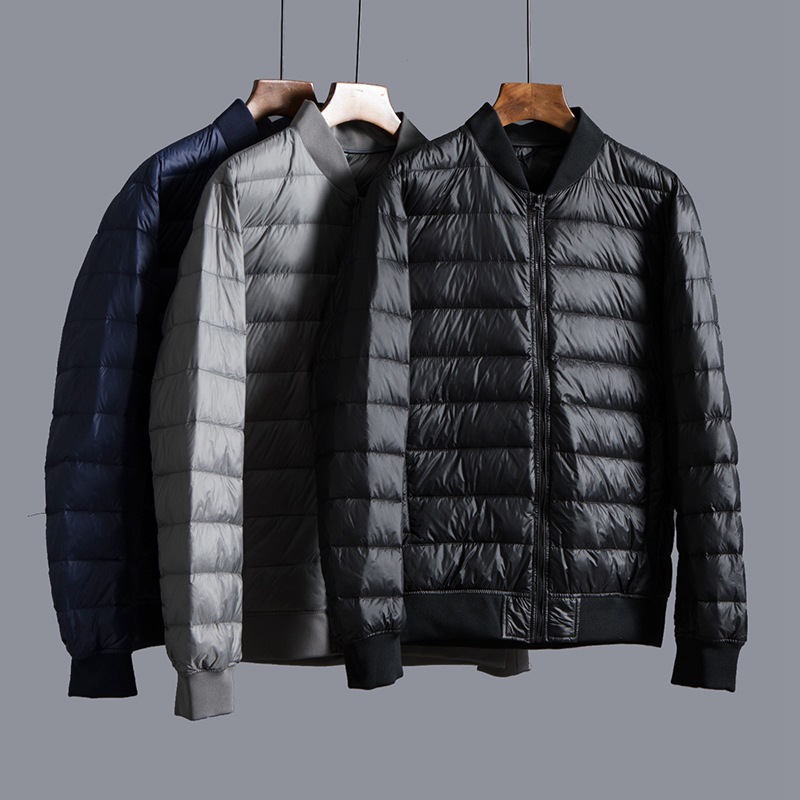 Lightweight Down Jacket With A Baseball Collar