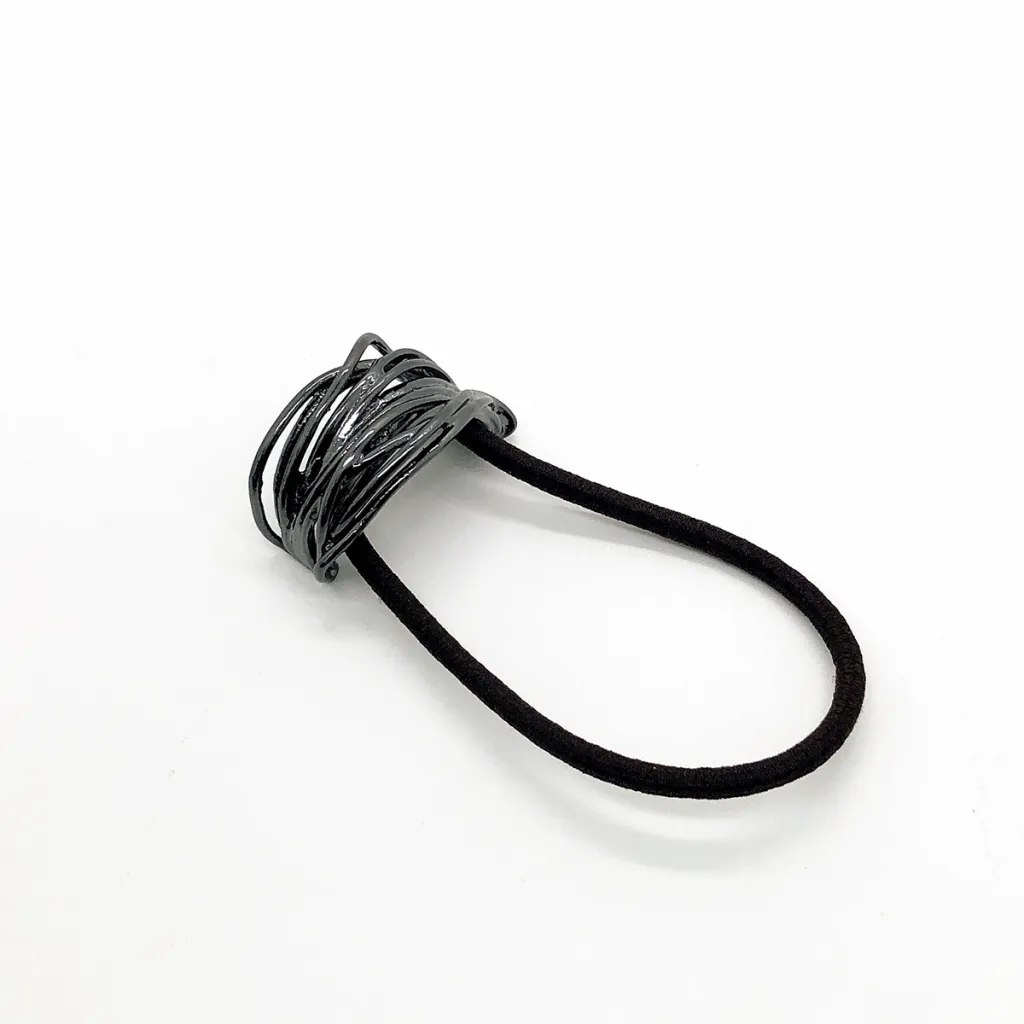 U-shaped Alloy Seamless Hair Rope Female Simple European And American Style Wind Irregular - 360 Gun Black Small Size