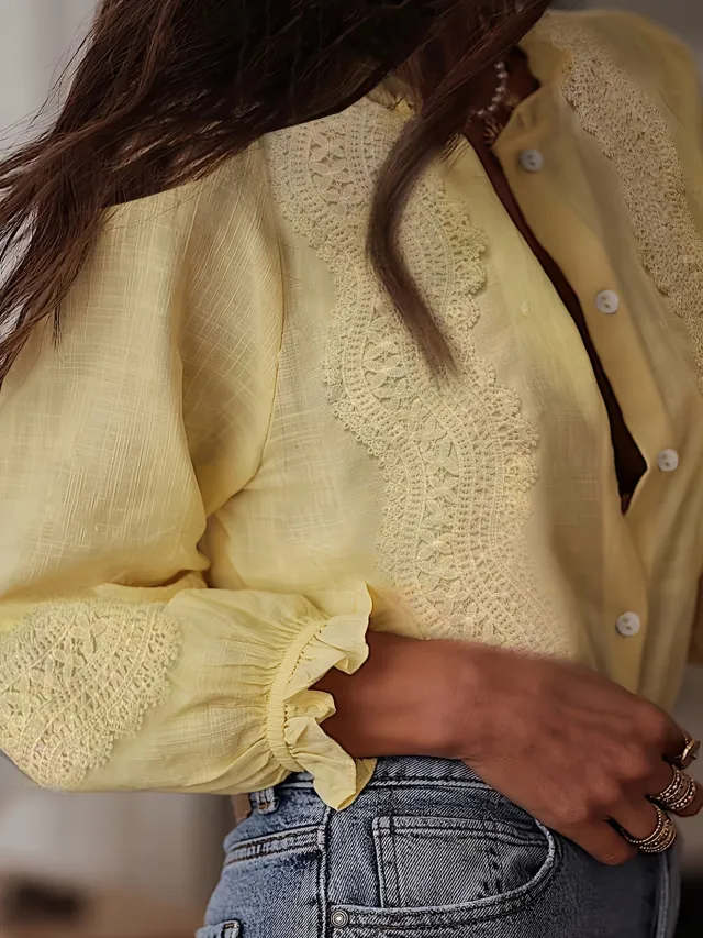 Women's Casual Retro Loose Embroidered Shirt With Stand Collar Red - Shop at LoveMi